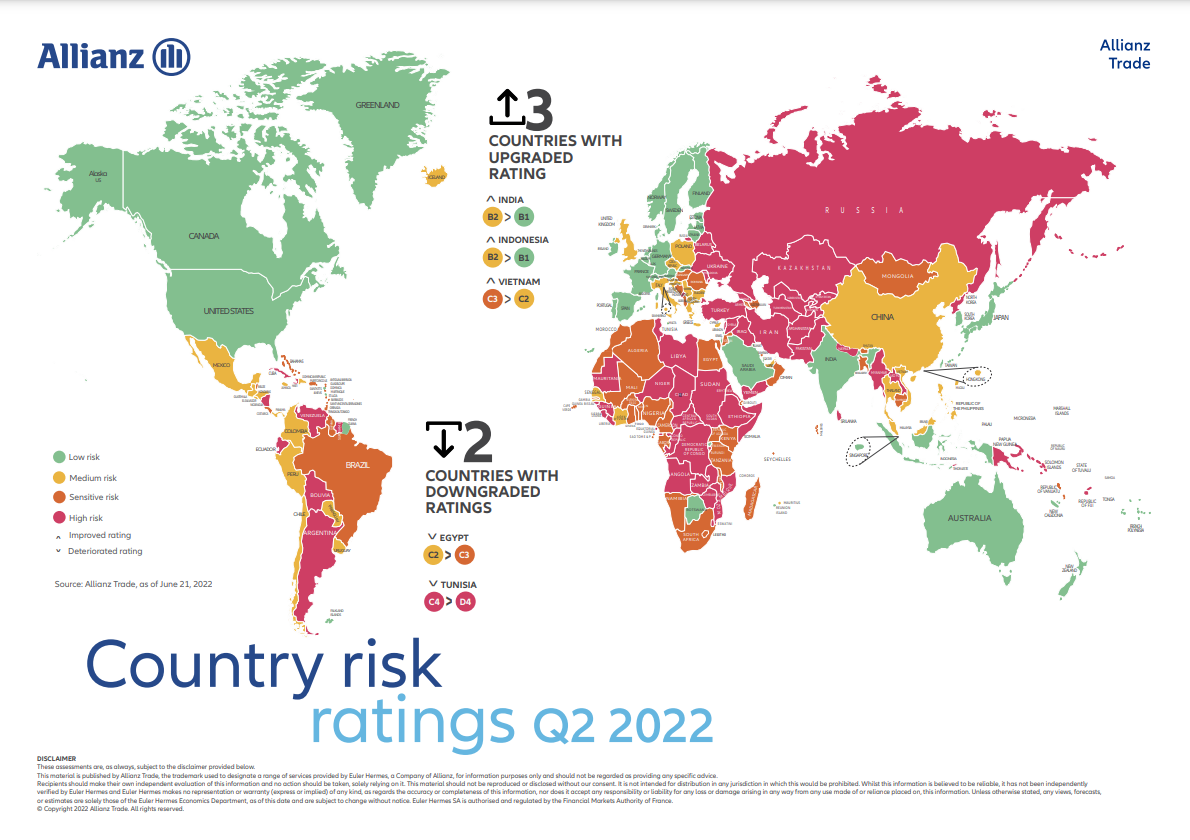 carte risque pays T2 2022