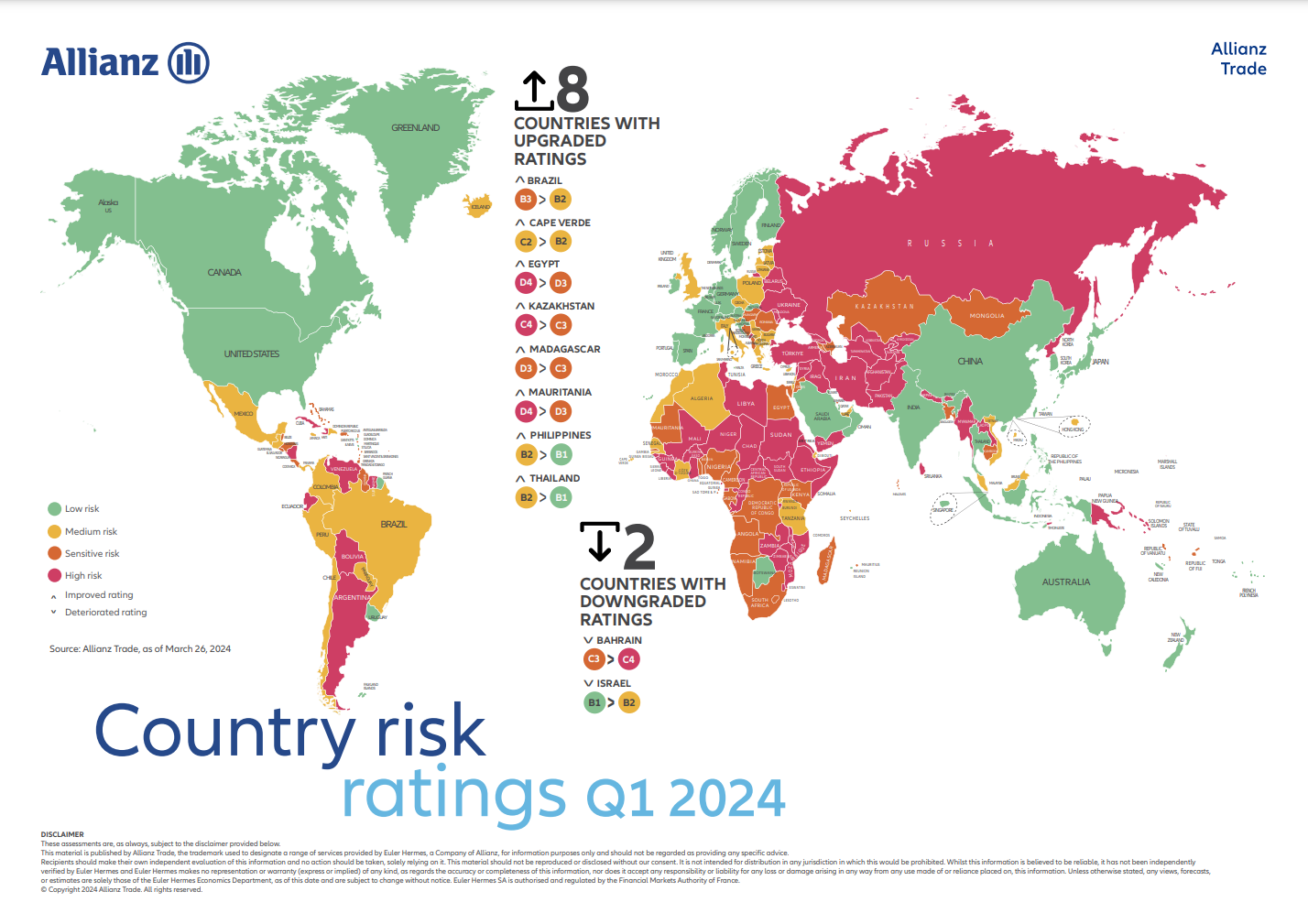 Carte des risques pays T1 2024
